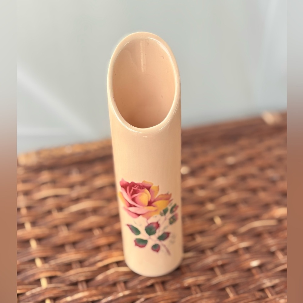 Vintage Hand Painted Rose Bud Vase Floral Decor